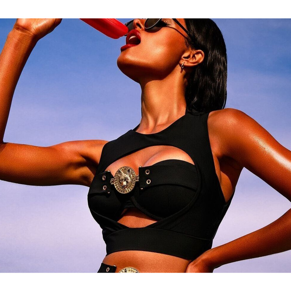 Honey Birdette BROOKLYN💧🖤 Black 2 Piece Bandeau Swim Top 32G - Picture 1 of 5